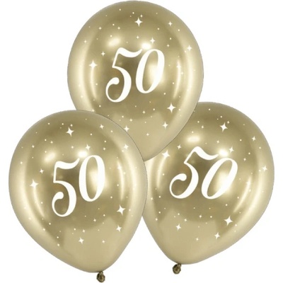 PartyDeco Balonky latex číslo 50 chromově zlaté 30 cm