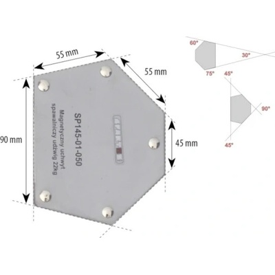 Spartus Úhlový magnet 22kg 6-úhelník SP145-01-050