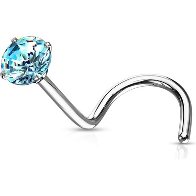 Šperky4U zahnutý piercing do nosu tyrkysový zirkon N0136Q-030 – Zboží Dáma