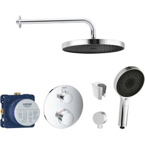 SANITINO - Душ комплект с термостат Grohe и скрито тяло, аксесоари kielle, хром SANI21GKK004 (SANI21GKK004)