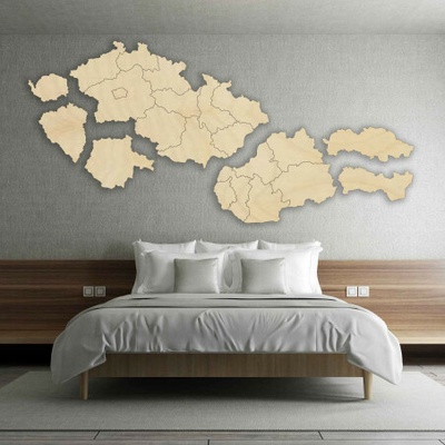Dřevěná mapa Slovenska a České republiky - PUZZLE 4190 M011