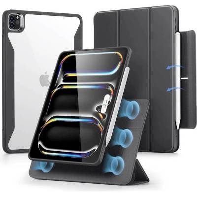 ESR Rebound Hybrid Case 360 - полиуретанов калъф с отделящ се кейс и поставка за iPad Pro 11 (2024) (черен-прозрачен)