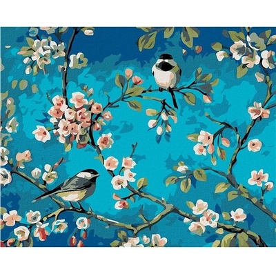 zuty Malování podle čísel Dva sedící ptáci 100 x 80 cm vypnuté plátno na rám