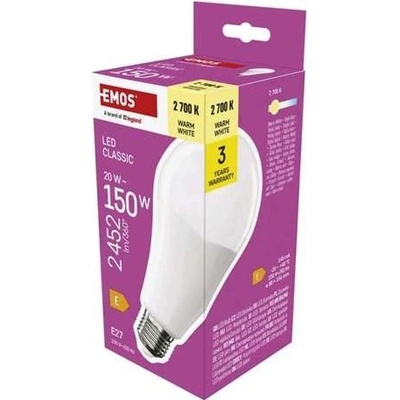 EMOS LED žiarovka Classic A80 E27 20 W 150 W 2452 lm Teplá biela ZQ5E81