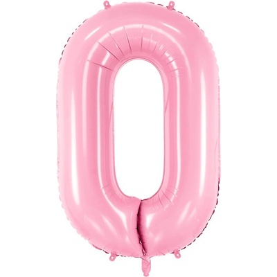 PartyDeco Fóliový balón narodeninové číslo 0 ružový 86cm