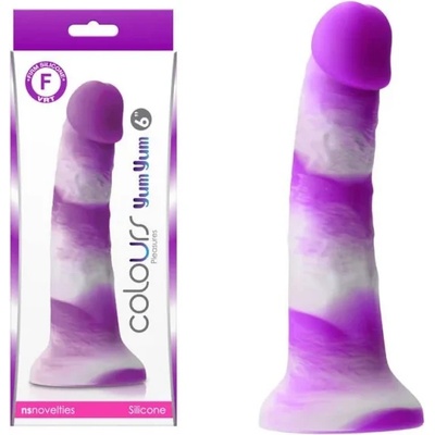 Пенис дилдо от силикон, лилаво-бяло, 17, 7см. - Colours Yum Yum (NSTOYS0864)