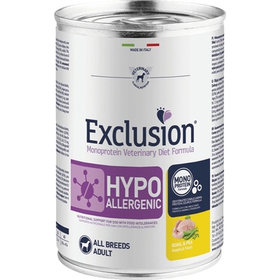 Exclusion Monoprotein Vet Diet Hypoallergenic All Breeds prepelica hrach 200 g
