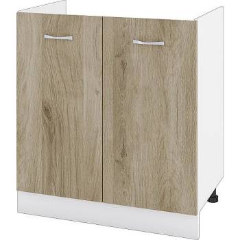 ИРИМ Долен шкаф за бордова мивка с две врати Сити БДА-30 бяло гладко / дъб сонома арвен 80 см