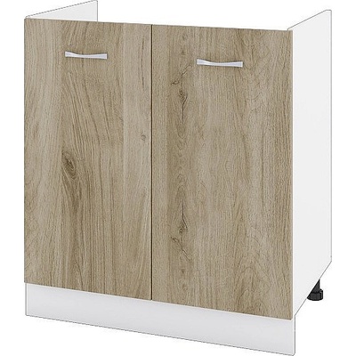 ИРИМ Долен шкаф за бордова мивка с две врати Сити БДА-30 бяло гладко / дъб сонома арвен 80 см