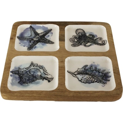 SEA Club Porcovací talíř - námořní mangové dřevo se smaltem 25x25x2cm 9751