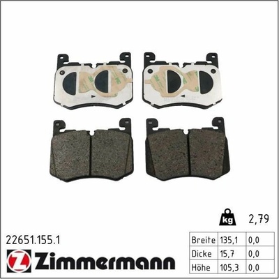 Sada brzdových platničiek kotúčovej brzdy ZIMMERMANN 22651.155.1