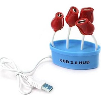 4-портов USB 2.0 хъб за компютри и лаптопи - Red Tulips 4-Port USB Hub (син)