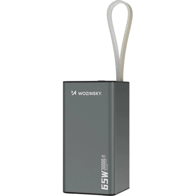 Външна батерия с 1xUSB-A, 2xUSB-C и технология за бързо зареждане - Wozinsky K65 Plus Power Bank 30000 mAh 65W (тъмносив) (K65 Plus)