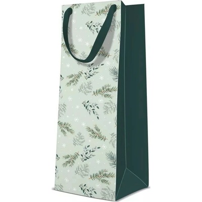 Darčeková taška PAW premium Delicate Twigs (mint), fľaša 12x10x37 cm