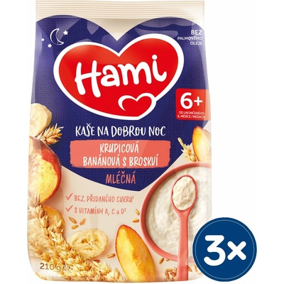Hami mléčná kaše krupicová banánová s broskví 9 x 210 g
