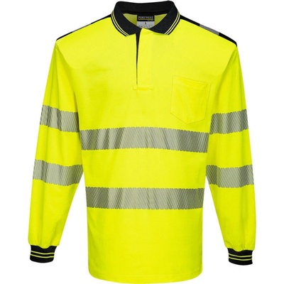 Portwest polokošile PW3 Hi-Vis L/S T184 dlouhý rukáv reflexní žltá/čierna 4XL