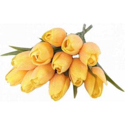 Umělé tulipány s listem 6 ks - žlutá