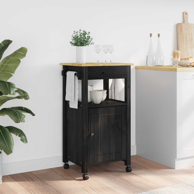 vidaXL Кухненска количка MONZA Черен 48 x 40 x 88, 5 см Солиден бор (42027034)