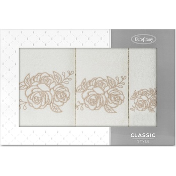 Eurofirany sada uterákov 30 x 50 cm + 50 x 90 cm + 70 x 140 cm krémová 3ks