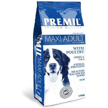 PREMIL Maxi Adult - пълноценна храна за кучета над 1 година от средни и едри породи с пилешко месо - 15 кг
