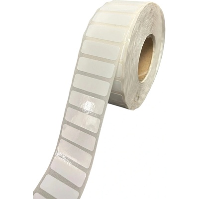 Plastová Etiketa 30 mm x 10 mm, Polypropylén, Biela, Dutinka 40 mm, 4000 ks/kotúč, Permanentné lepidlo, Priemer kotúča 99 mm