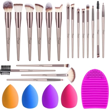 Bestope Четка за грим, 4 Спонж-чета и 1 почистващ препарат - Rose Gold BESTOPE