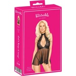 Kissable - нощница babydoll с яка и дантела - черна - desirel