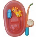Swede Toy for a toddler fishing rod with fish and a bathtub