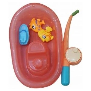 Swede Toy for a toddler fishing rod with fish and a bathtub