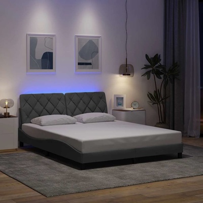 vidaXL Rám postele s LED bez matrace světle šedá látka