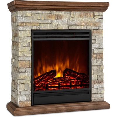 Klarstein Etna elektrický krb 1800 W, týdenní časovač, dálkové ovládání, šedý/hnědý Hnědá – Zboží Dáma