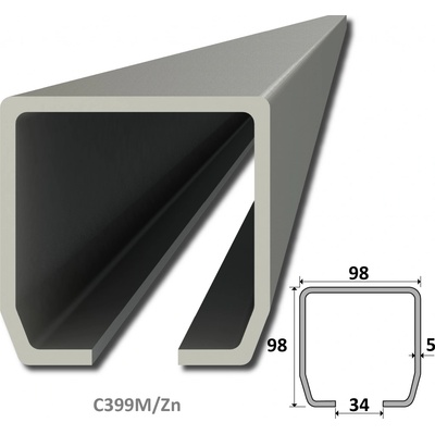 C profil 98 x 98 x 5 x 6000 mm, pozinkovaný
