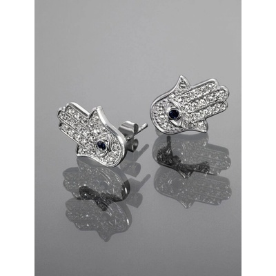 Prošperk stříbrné náušnice s rukou Fatimy z chirurgické oceli S1588