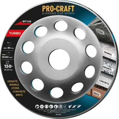 Diamantový brusný kotouč (hrncový) Procraft WT150 Turbo
