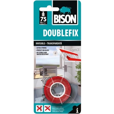 Bison International B. V Bison International B. V. Двустранно залепваща лента BISON DOUBLEFIX INVISIBLE 1.5 м x 19 мм