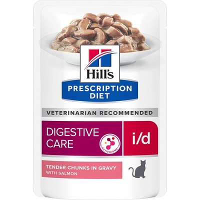 Hill's Prescription Diet 10 + 2 подарък! 12 x 85 г Hill's Prescription Diet консервирана храна - i/d Digestive Care със сьомга