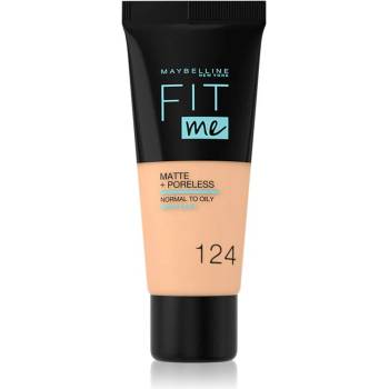 Maybelline new york Fit Me! Matte+Poreless матиращ фон дьо тен за нормална към мазна кожа цвят 124 Soft Sand 30ml