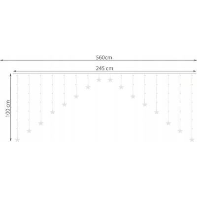 ISO 11338 Světelný závěs hvězdy 136 LED studená bílá
