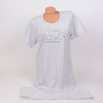 Image 1 of Пижама за бременни и кърмачки в светлосиво със слончета