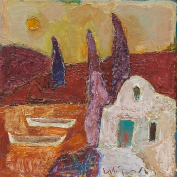 Средиземноморски пейзаж с лодки