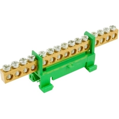 Můstek PE 15 (svorkovnice 15x16mm2), nekrytý IP00, zelený, 63A, na DIN 1000010 eleman – Hledejceny.cz