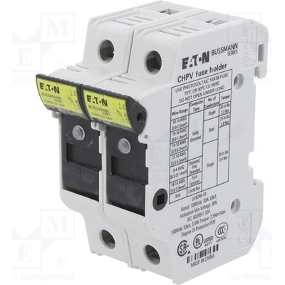 BUSSMANN CHPV2IU Zásuvka; 10,3x38mm; na přípojnici DIN; 30A; Póly: 2; 1kVDC; IP20