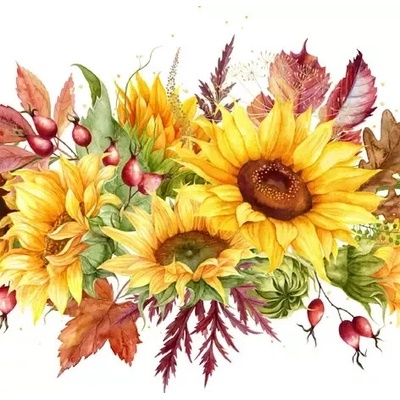 ti-flair Ubrousek 33x33cm Podzimní aranžmá slunečnic – Zboží Dáma