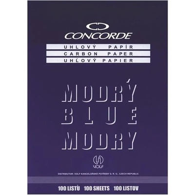 Concorde Uhlový papier A4 25 listov modré