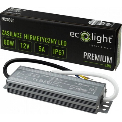 ECOLIGHT Hermetický LED zdroj 12V 60W IP67 voděodolný EC20980