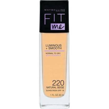 Maybelline Fit Me Luminous + Smooth Foundation 220 Natural Beige tekutý make-up pre zjednotenú a rozjasnenú pleť 30 ml