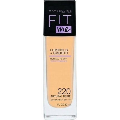 Maybelline Fit Me Luminous + Smooth Foundation 220 Natural Beige tekutý make-up pre zjednotenú a rozjasnenú pleť 30 ml
