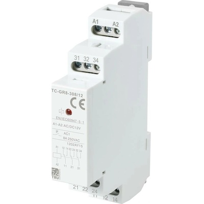 TRU COMPONENTS TC-GR8-308/12 pomocný spínač 3 přepínací kontakty 12 V/AC, 12 V/DC 8 A 1 ks