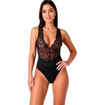  Елегантно дамско боди, дантела и открит гръб - Evalie Body Black S/M (D-244585)