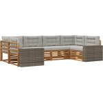 vidaXL Комплект дивани за открито 6 бр. Натурално и светлосиво (3383789)